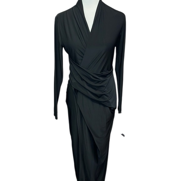 Rachel Roy Elegant Black Wrap Design Dress - Picture 2 of 8